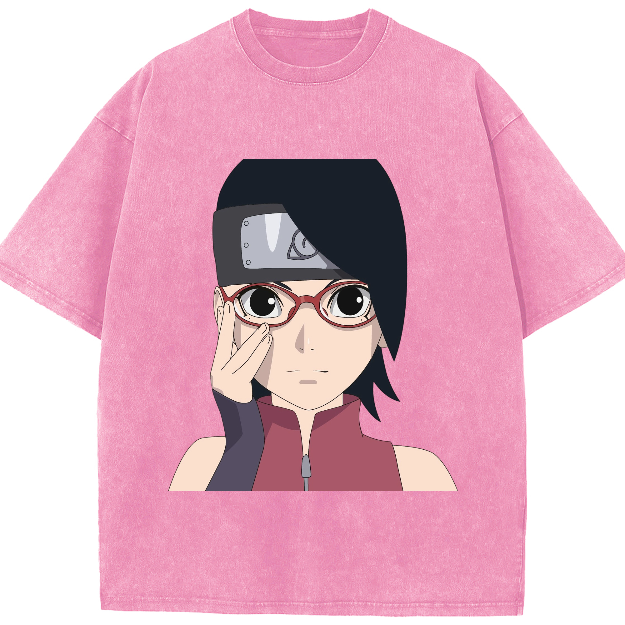 （画像用） NARUTO -ナルト- うちは サラダ Uchiha Sarada 綿100% ヴィンテージ風 半袖Tシャツ（フロントプリント）